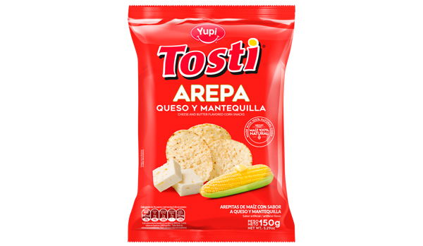 YUPI Tosti Arepa Sabor Queso y Mantequilla 28 gr. - India
